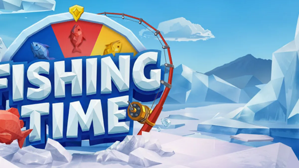 Interface do jogo Fishing Time da BGaming com tema de pesca no gelo