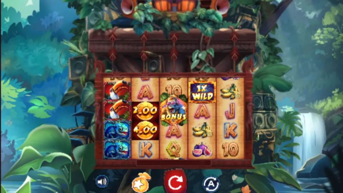 Cenário vibrante da selva no jogo Kongo Bongo